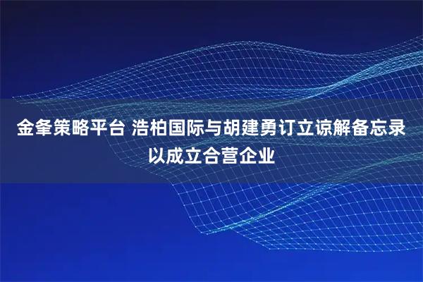 金夆策略平台 浩柏国际与胡建勇订立谅解备忘录以成立合营企业