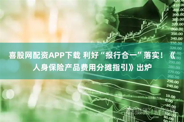 喜股网配资APP下载 利好“报行合一”落实！《人身保险产品费用分摊指引》出炉